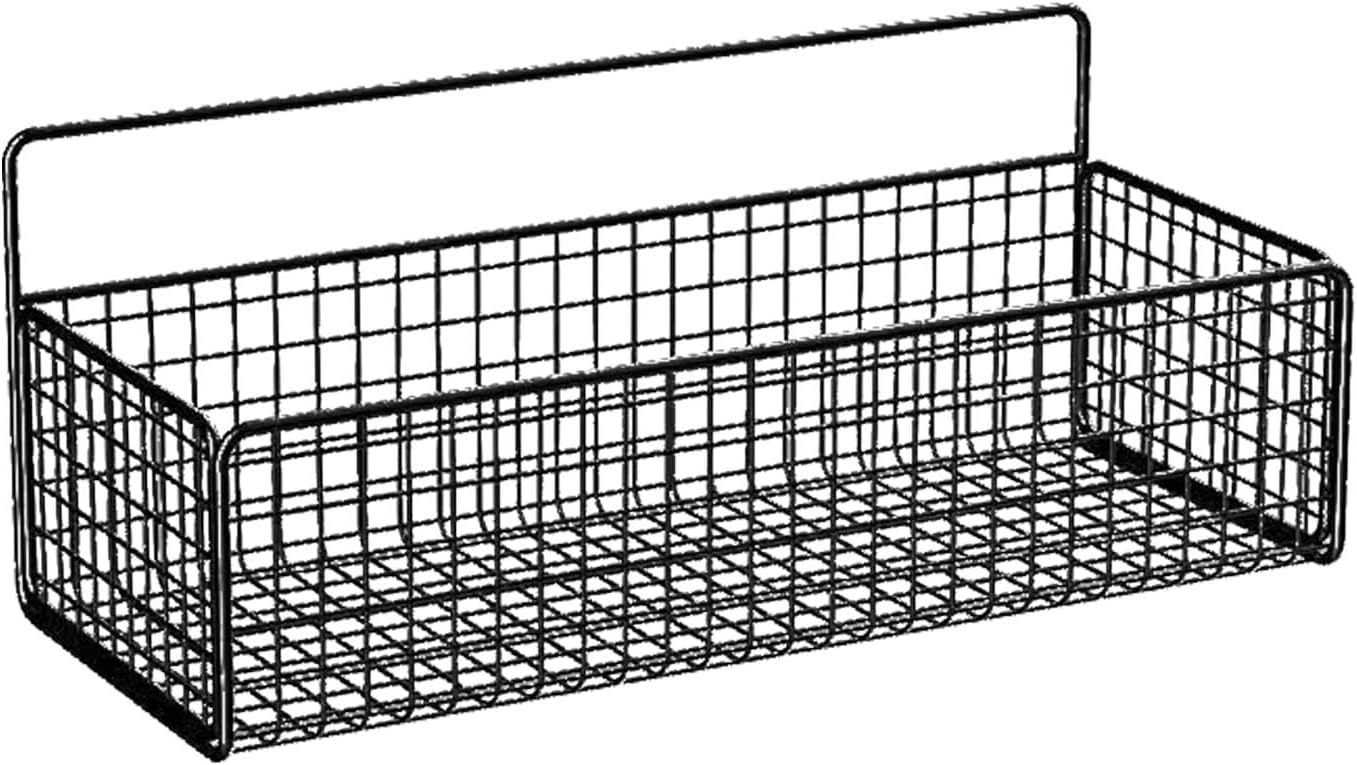 AUNMAS Adjustables Sink Storage Rack, Under Shelf Basket Farmhouse Food Storage Kitchen Pantrys Laundry Closet Garage RV Hanging Wire Baskets,Hanging Wall Organizer Baskets (Black)