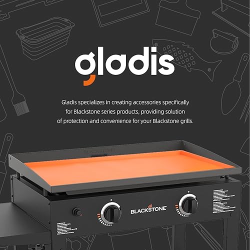 Miniatura 6 de Gladis - Tapete de silicona de 28 pulgadas para parrilla Blackstone, silicona de grado alimenticio militar mejorada, cubierta protectora de 28