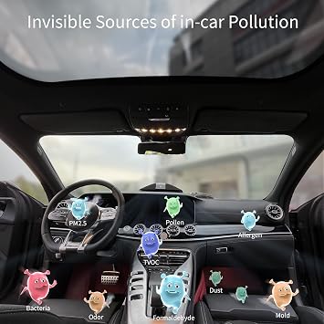 Car Portable Air Purifier with H13 True HEPA Filter for Exhaust Fumes & VOC | Smoke, Odors, and Bacteria, 99.9% Removal to 0.1 Microns - Portable H13 HEPA Air Purifier for Car Traveling Bedroom (Black)