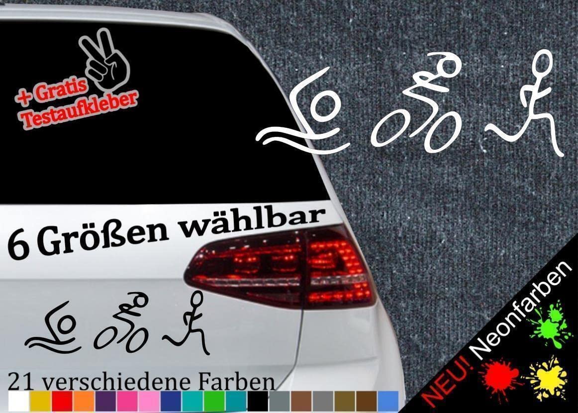 Stickerfreaks - Adesivi per triathlon e atletica leggera, 6 misure, 21 colori, per nuoto, bicicletta, corsa, made in Germany - ORACAL Vinyl - resistente ai raggi UV, autoadesivi - bianco
