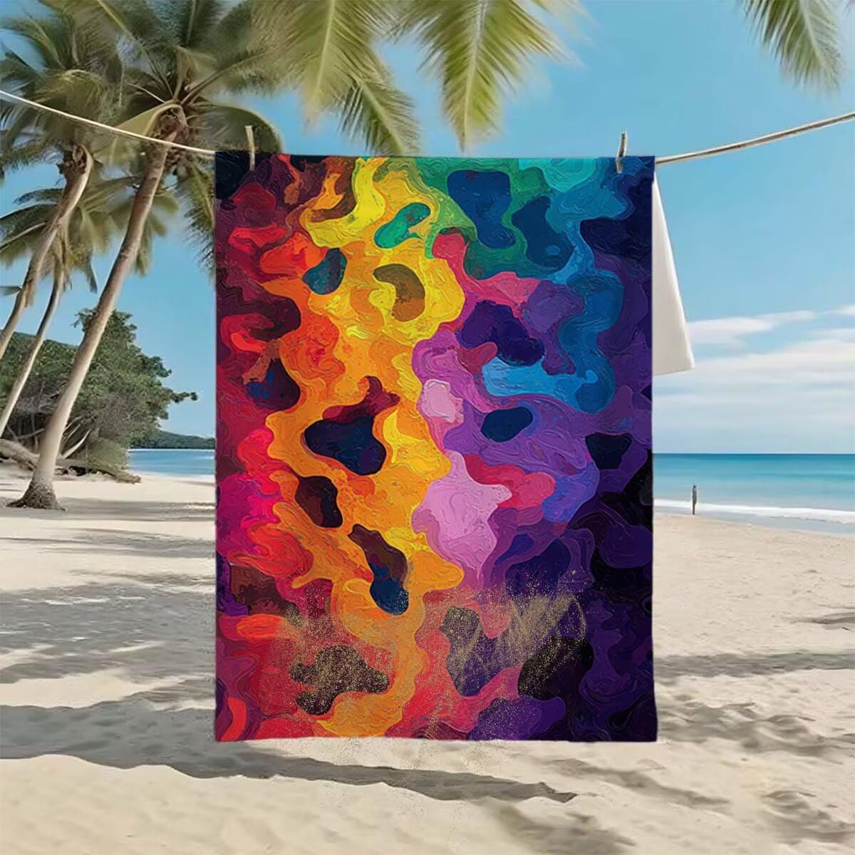 Toalla de Playa Grande 220x100cm/35x70cm, Juego de 2 Toalla Microfibra XXL de Antiarena, Toallas Playa Suave Ligera, Absorbente Secado Rápido, Beach Towel Viaje, Regalo Mujer Hombre (Abstracto) H-31