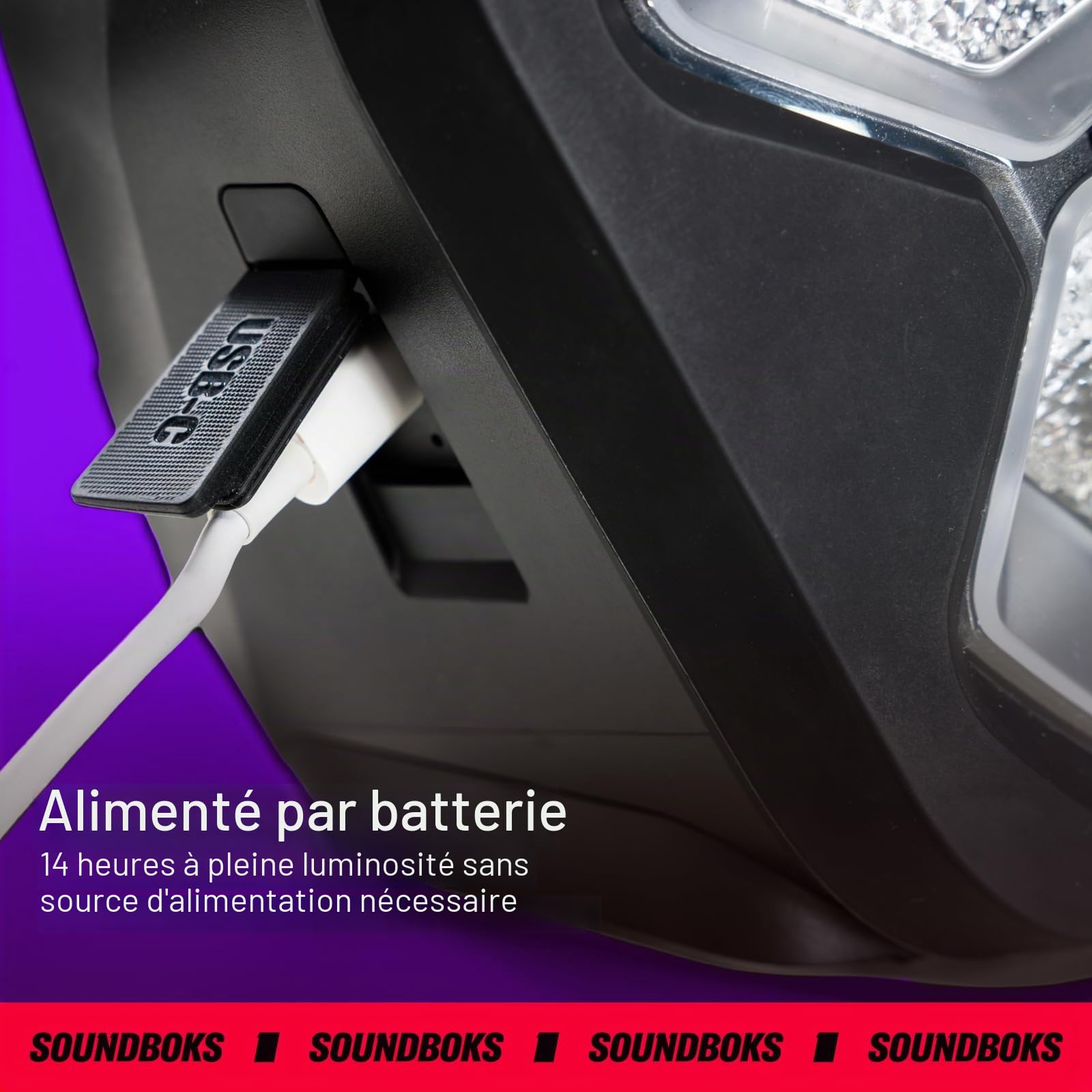 SOUNDBOKS LightBoks Lampe de fête portable audio réactive, contrôle de la musique avec contrôle par application, étanchéité IP65, connexion TeamUp, idéale pour l'extérieur et les événements