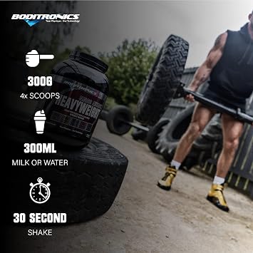 Boditronics Mass Attack Heavyweight Mass Gainer Powder with FREE Shaker, High Protein and High Calorie Weight Gainer Protein Powder with 5g Creatine, BCAA, Glutamine & Beta Alanine (Vanilla Ice Cream)