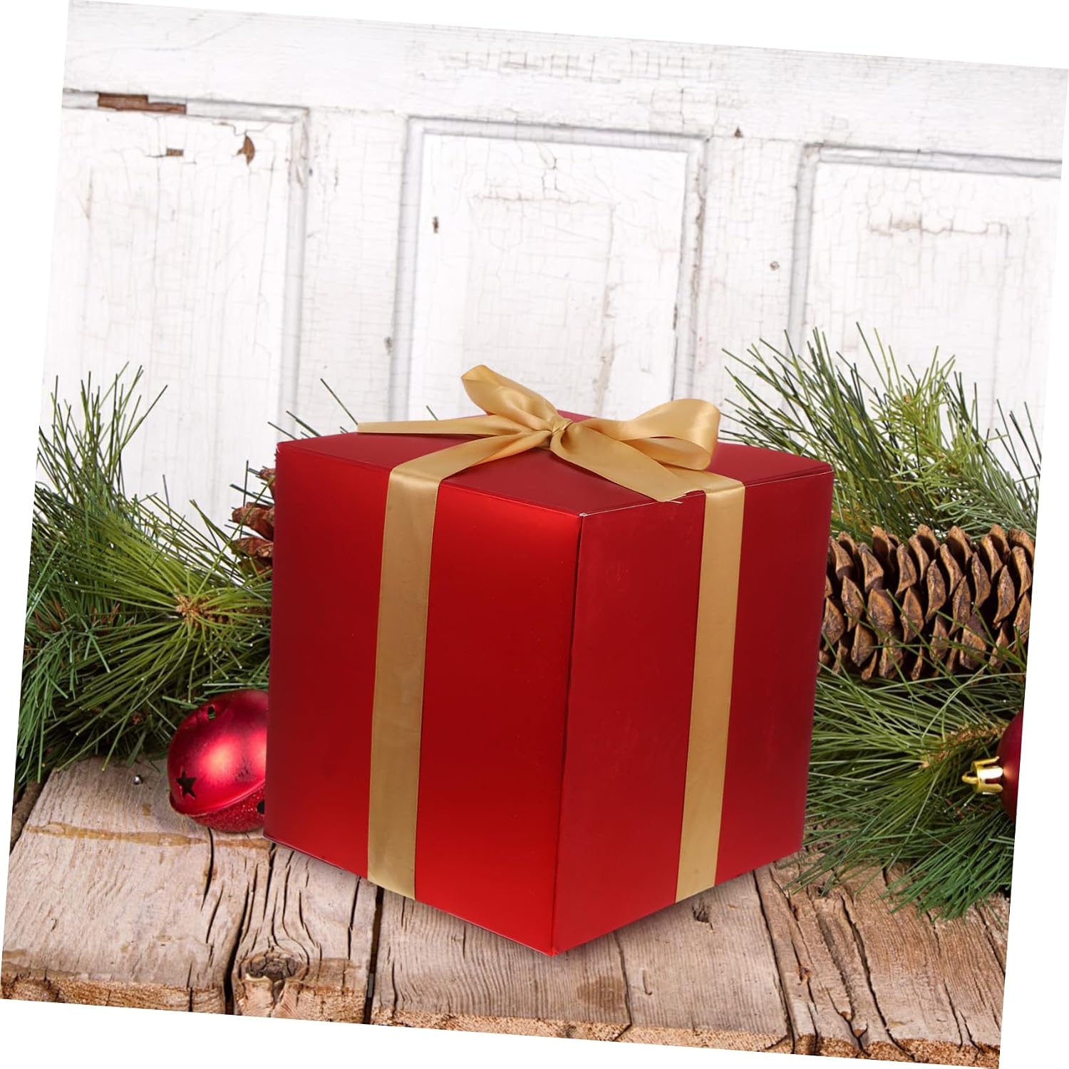 Mobestech Xmas Favor Boxes Red Square Paper Cloth Gift Packaging