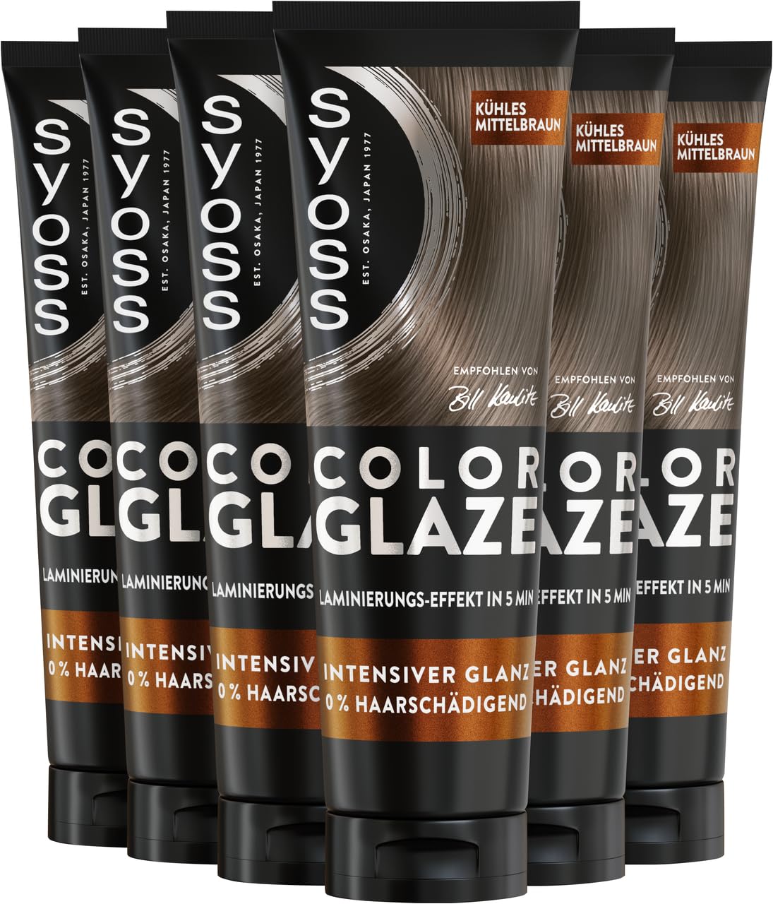 Syoss Color Glaze Glossing Kühles Mittelbraun (6x 130 ml), Haar Glossing für intensiven Glanz ohne das Haar zu schädigen, intensiviert die Naturhaarfarbe & frischt coloriertes Haar auf