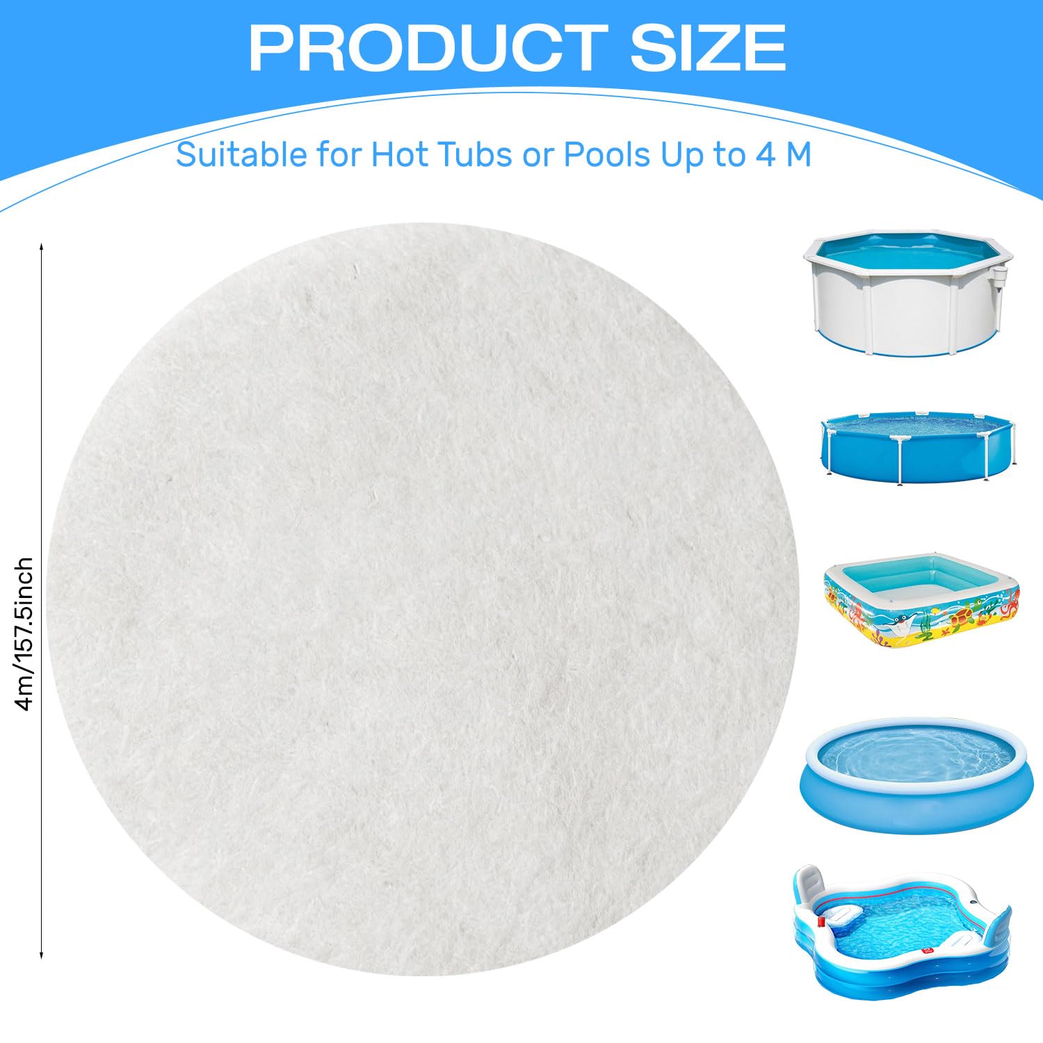 KEAGAN Tapis de protection rond pour jacuzzi de piscine - Tapis de protection de sol rond de 400 cm - Empêche les trous