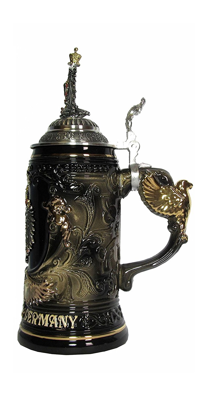 KING Jarra de cerveza alemana escudo alemán, águila de oro como asa, jarra 0,6 litros