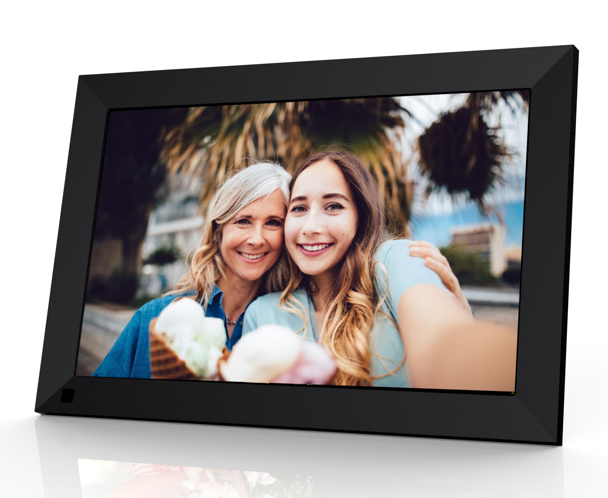 Cytem Cadre photo numérique 10,1" avec Wi-Fi et frameo, anti-reflet, mat, mémoire 32 Go, détecteur de mouvement, image, cadre photo électronique, écran tactile IPS 1280 x 800, noir