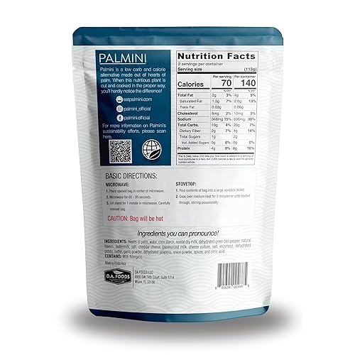 Miniatura 2 de Palmini - Puré de cheddar y jalapeño  Corazones bajos en carbohidratos y bajos en calorías de puré de palma  0.31 oz de carbohidratos netos, 70