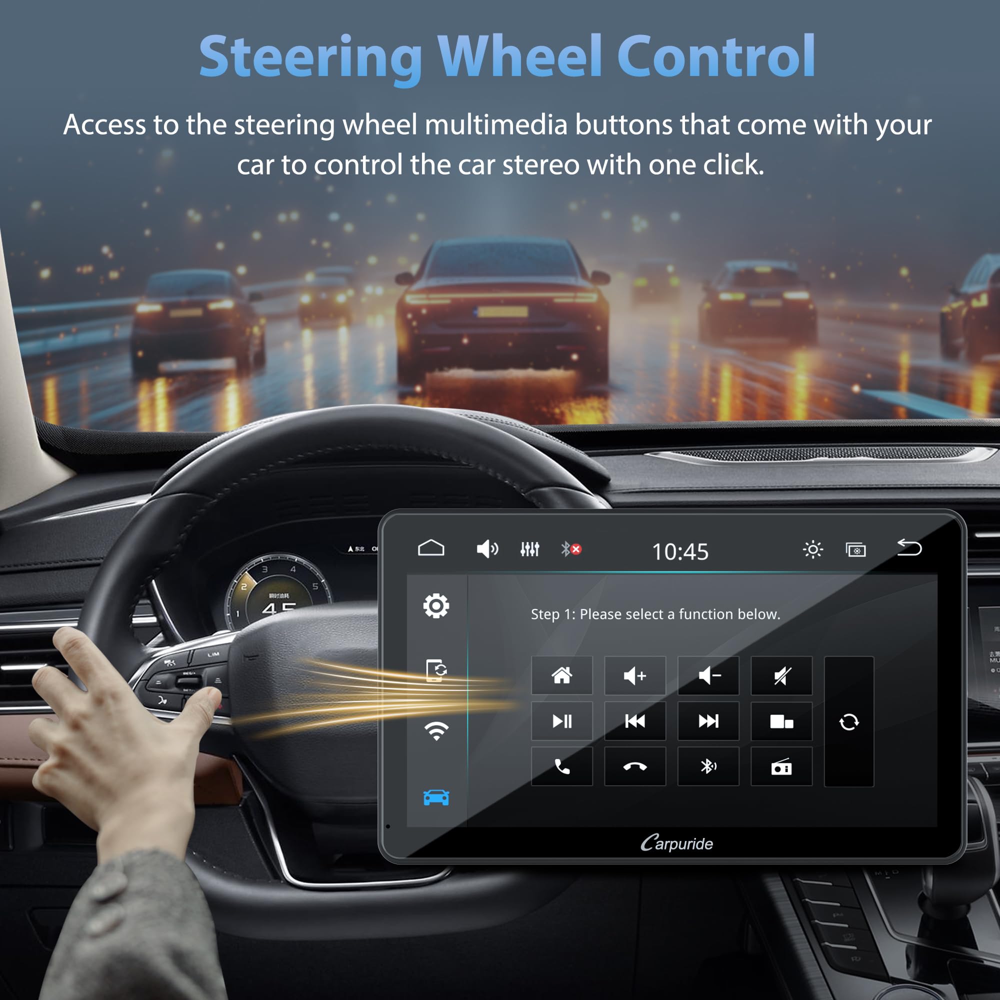 Carpuride YT101S Schermo 2 DIN con Wireless CarPlay e Android Auto | Touchscreen IPS HD da 10.1" con Navigazione GPS, Mirror Link, Controllo Vocale, Telecam Posteriore, Bluetooth, USB, FM, SWC