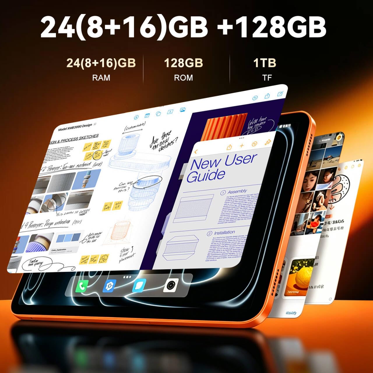 Crelander Tablet Android 13 da 10,1 pollici, con slot per scheda SIM, 4G LTE Calling, 24 GB + 128 GB, batteria da 5000 mAh, doppia fotocamera, Bluetooth/WiFi, bundle con custodia, tastiera, mouse e