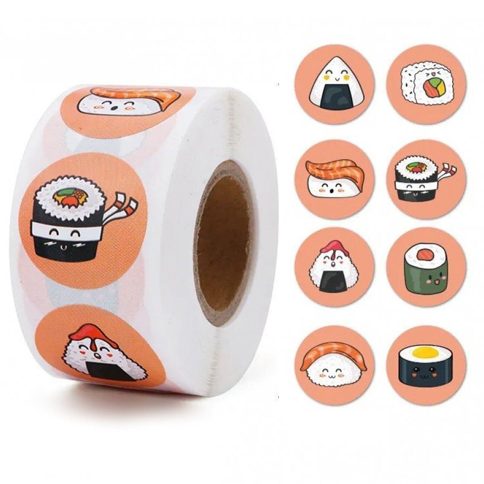 Luxylei Cartoon Sushi Pattern Sticker 1inch Cute Aesthetic Sealing Sticker Round Baked Dessert Label Sticker