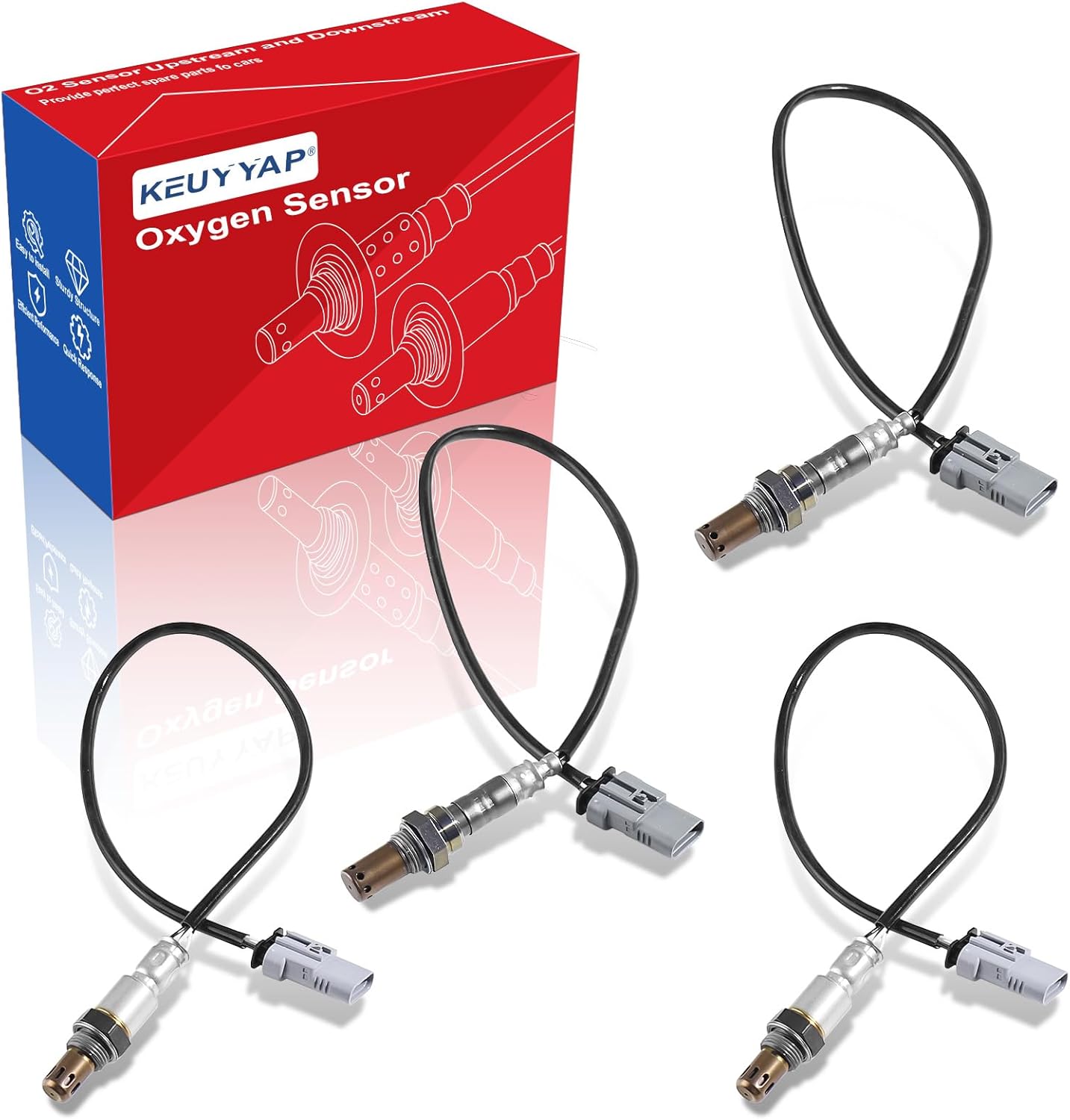 4Pcs Oxygen Sensor Upstream and Downstream 250-241132 12627139 O2 Sensor Compatible with Cadillac Escalade 15-20 & for Chevy Express 16-20 & for GMC Savana 2500 16-20 & for Sierra All 14-17