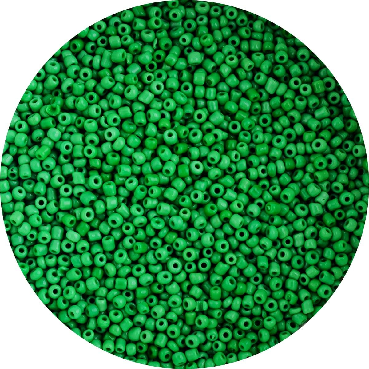 Glass Seed Beads Round Opaque Loose Pony Bead 6/0 4mm 200gram 0.45LB 2300pcs Green Mini Spacer Beading DIY for Wrist Bracelet Earring Necklace Jewelry Making Art Craft Decoration (Green, 6/0 (4mm))
