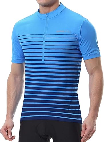 Spotti Playera de manga corta para ciclismo de hombre con 3 bolsillos traseros, transpirable, secado rápido