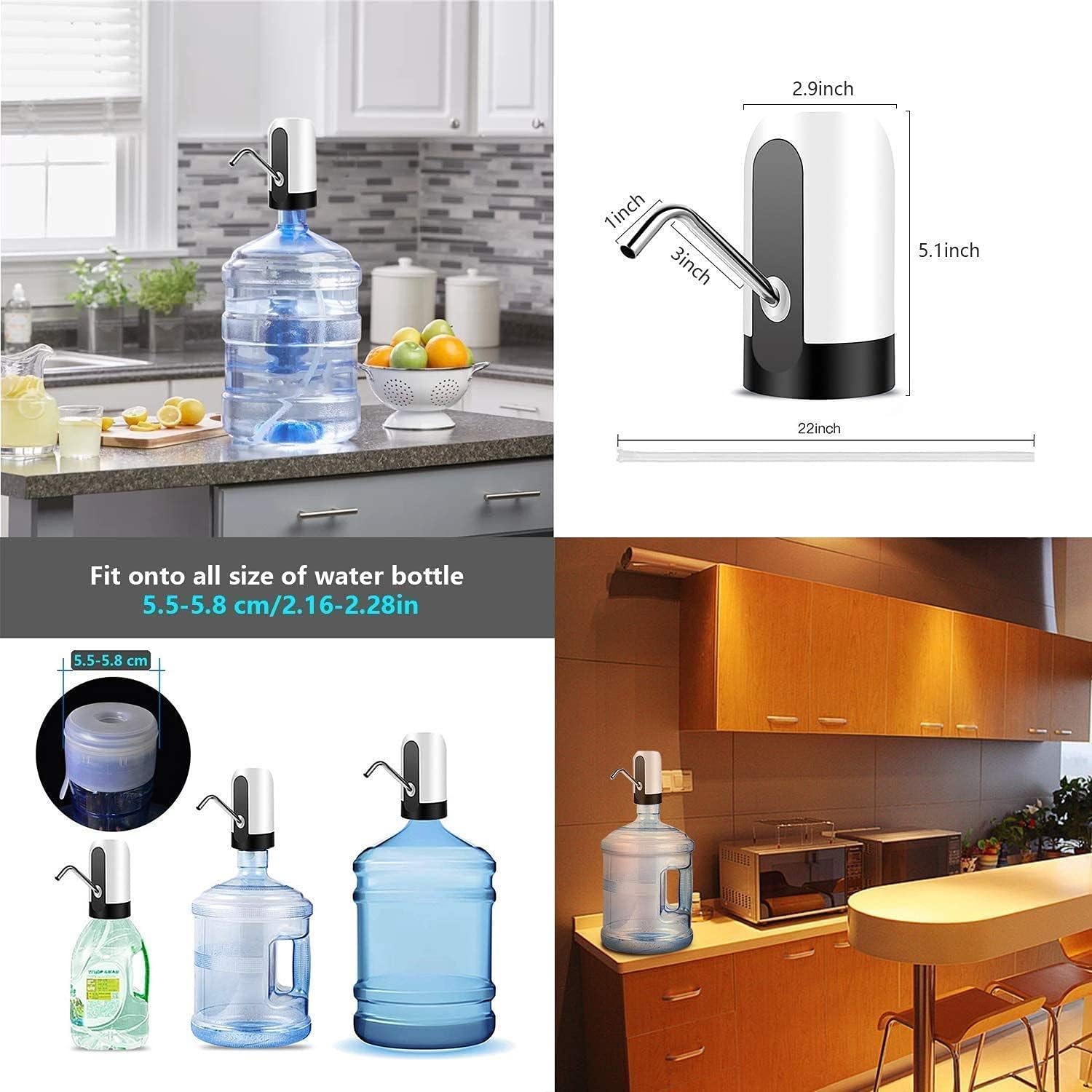 YOMYM Water Bottle Dispenser Portable Electric Water Bottle Pump for Universal 5 Gallon Bottle : Everything Else