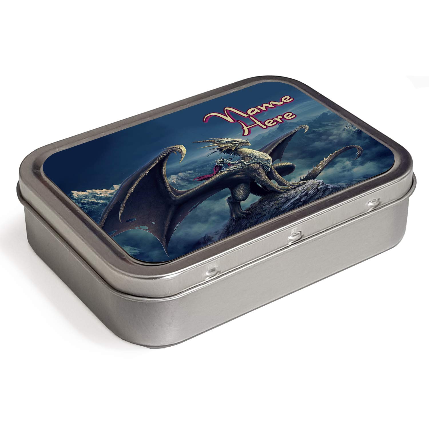 KRAFTYGIFTS Personalised Dragon Fantasy 2oz Tobacco Tin | Baccy Storage | Pill Box | Cigarette Rolling Stash Can KS08