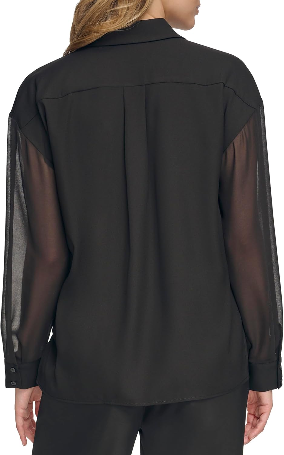 Calvin Klein Womens Button Front Long Sleeve Blouse - Image 3