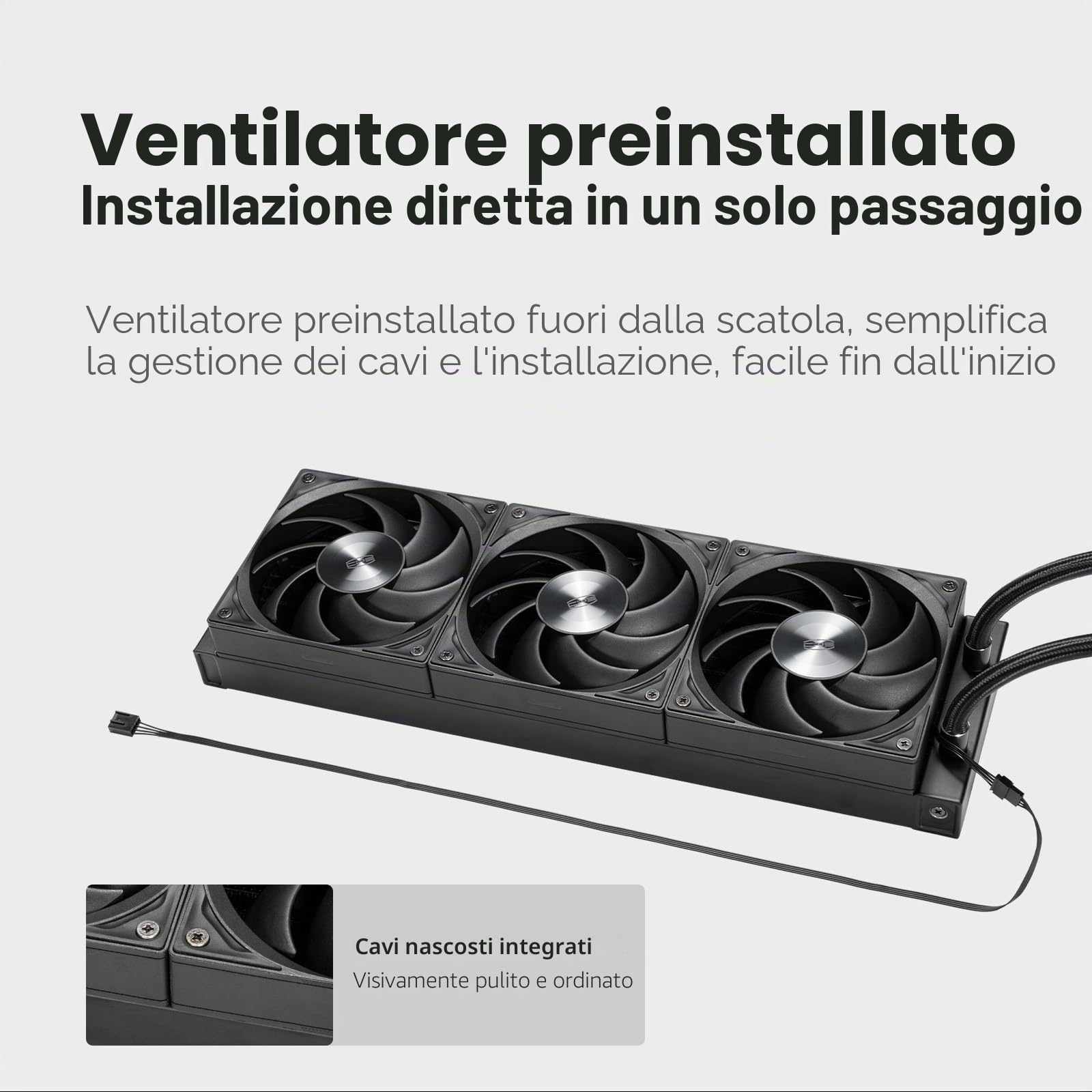 PCCOOLER Raffreddamento Liquido AIO per CPU, Schermo IPS da 2,4 Pollici, Radiatore Liquido da 360mm Compatibile con AM4 AM5 Intel LGA 1700/1851/115X Raffreddamento a Acqua CPS (DS360 Display BK)