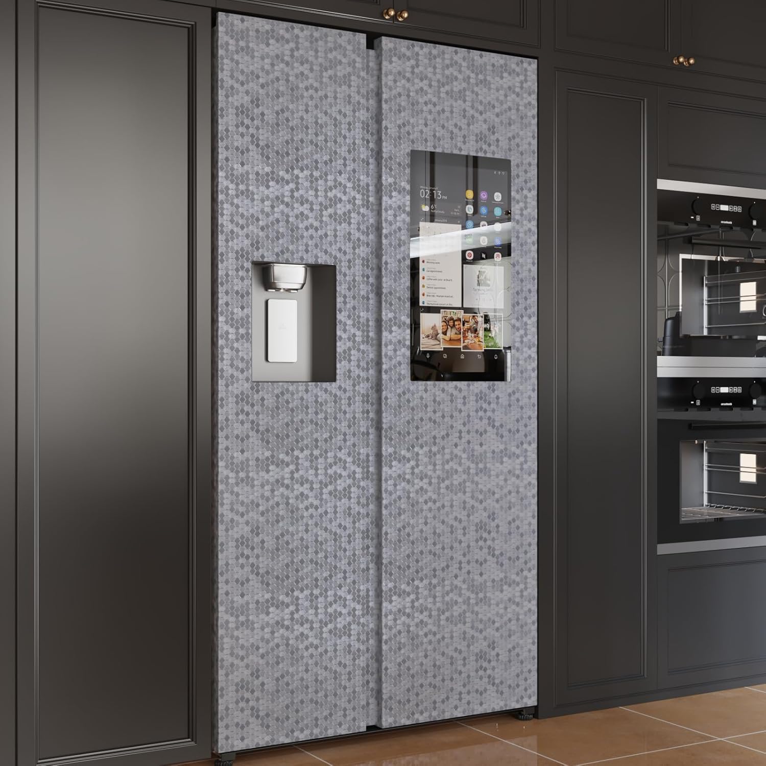 CRE8TIVE Thick Silver Grey Metallic Wallpaper for Kitchen Wallpaper Peel and Stick Textured 12"x354" Self Adhesive Hexagon Honeycomb Metal Contact Paper for Refrigerators Dishwashers Backsplash Walls