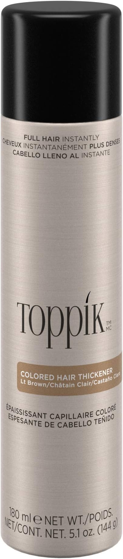 Colored Thickener Spray Solution to Fill Thin Area, Cover Roots and Builds Volume for Fuller-Looking with Thickening Natural Fibers for Men & Women Light Brown, 180ml
