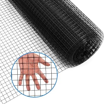 Hardware Cloth 24 x 50ft Black Vinyl Coated Wire Mesh, 1.5 x 1.5 Grid 16 Gauge Square Chicken Wire Fence for Chicken Coop Pen Vegetables Garden and Animal Control