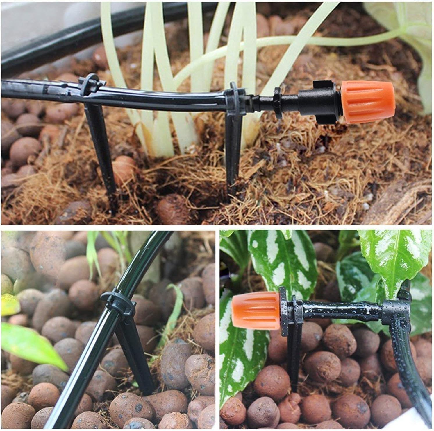 Kit de sistema de riego por goteo de 50 pies, sistema de riego de jardín con piezas de tubo de riego por goteo de 1/4 pulgadas, equipo de riego automático para plantas al aire libre, jardín,