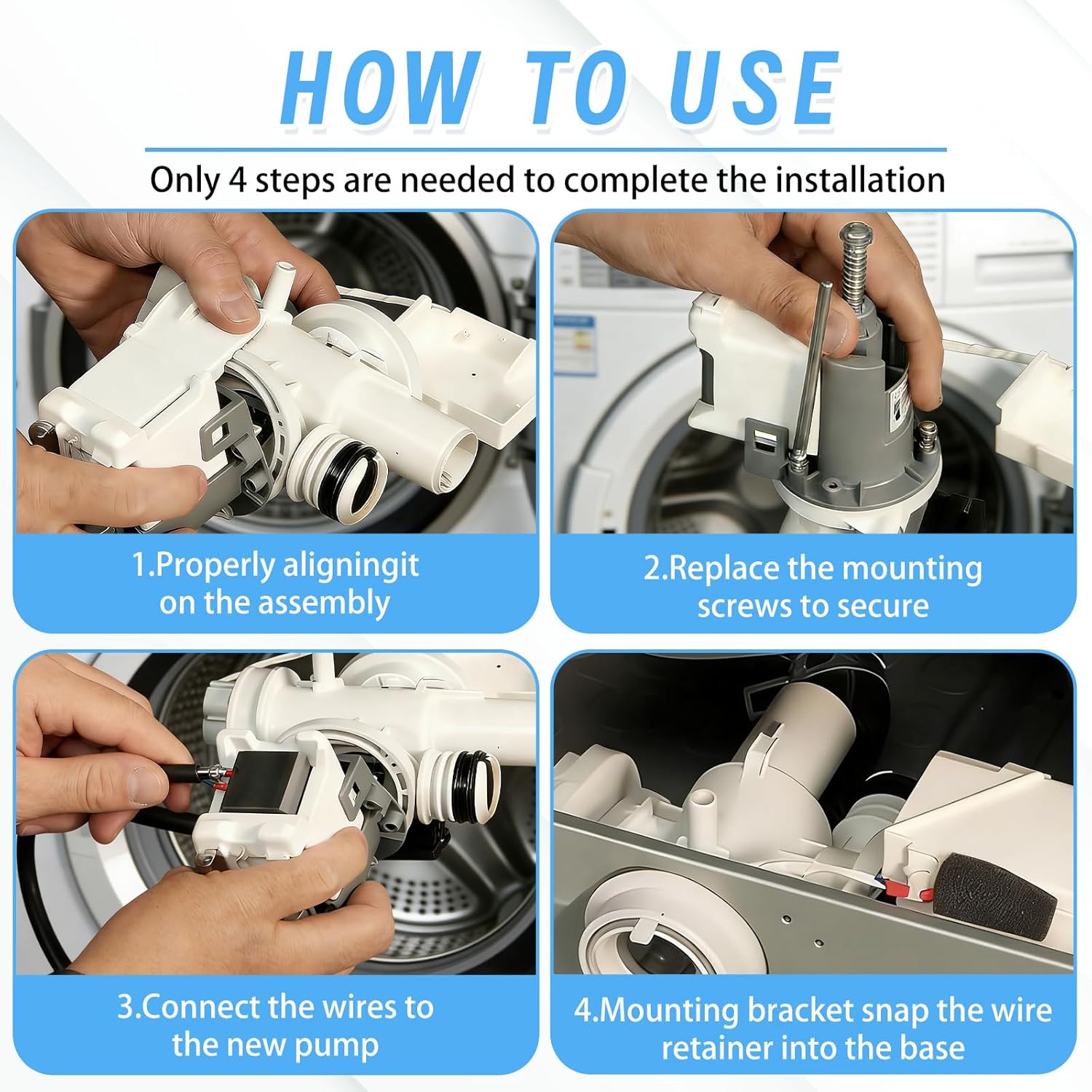 New Universal Washer Drain Pump - Replaces Multiple Models Including DC31-00054D, PX3516-01, and DC31-00187A. This high-performance drain pump motor is compatible with various washing machine series