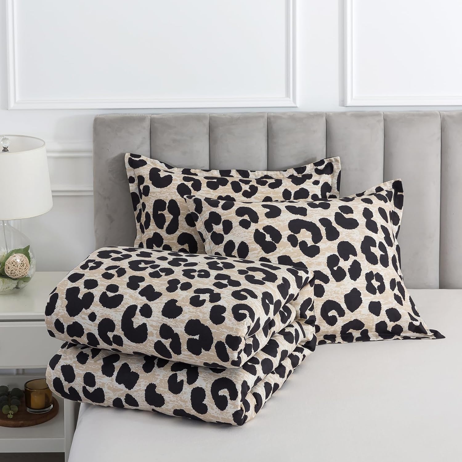 Caressma Safari Leopard Cheetah Print Comforter Set, Twin Size 2 Pieces for All Seasons, Ultra Soft Microfiber, Untamed Wilderness Style Comforter with Pillowshams