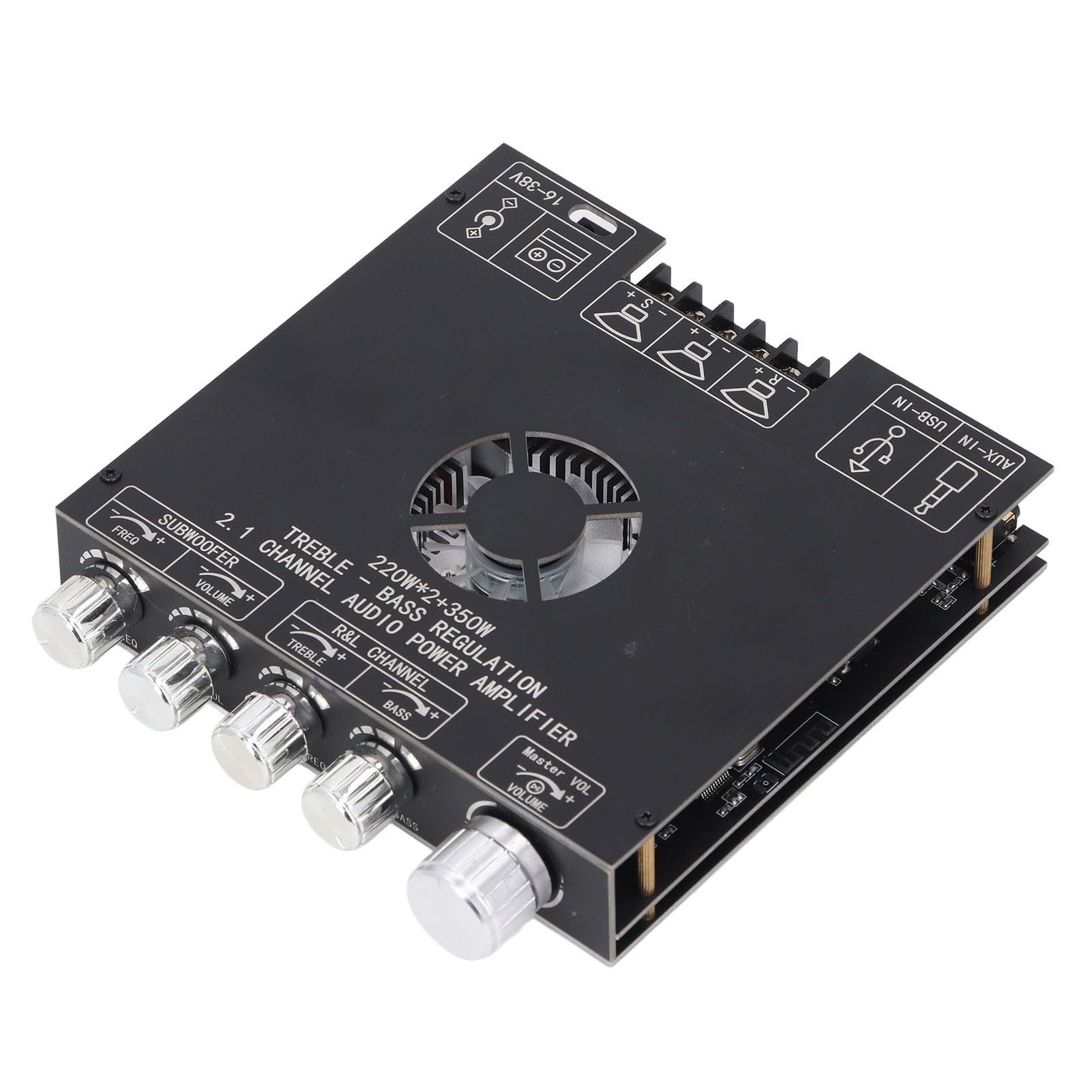 Jiawu TPA3255 Modulo Amplificatore di Potenza 2.1 BT5.1 Ingresso Scheda Audio USB AUX Scheda Amplificatore DC16-38V per Home Theater