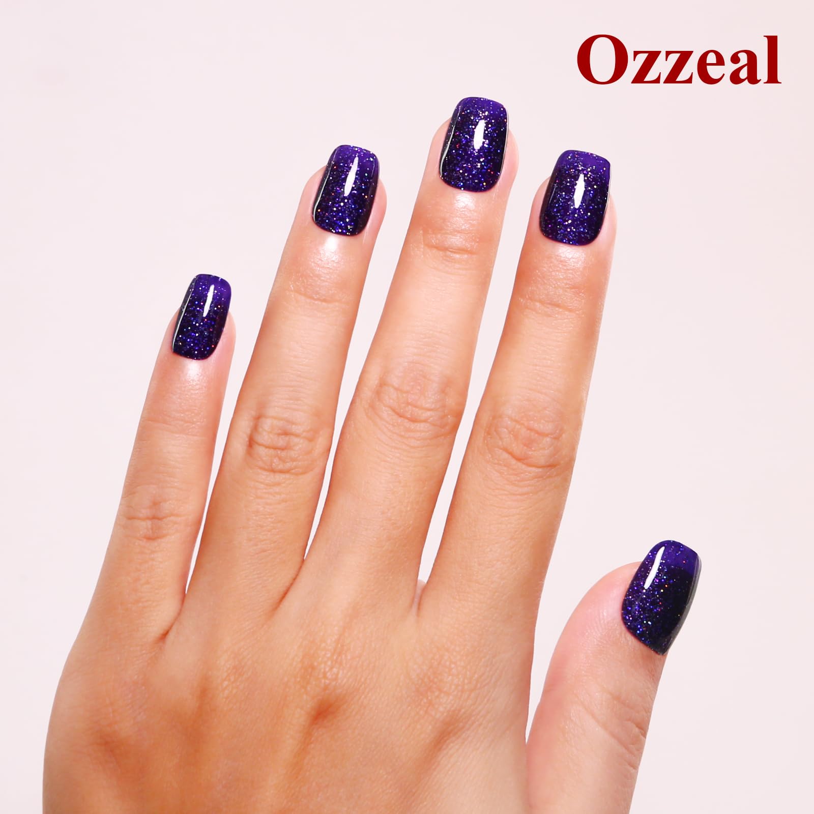 Ozzeal Deep Purple Iridescent Gel Nail Polish - Sparkle Shimmer Rainbow for LED/UV Art Manicure - 15ML — view 3