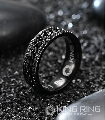 Miniatura 2 de King Ring 7mm Sparkling Fidget Ring  Super Shining Spinner Stainless Steel Ring with Glass Stones, Fidget Ring Women, Men Rings, Womens Rings, Ver2