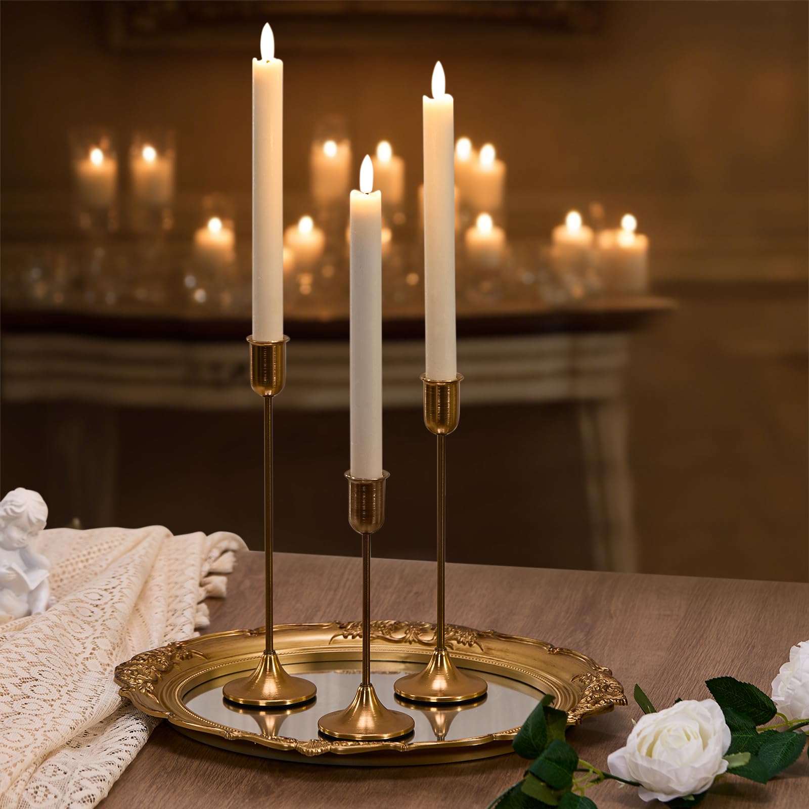 Candle Holders Brass Gold Metal Taper Candlestick Holders, Vintage ...