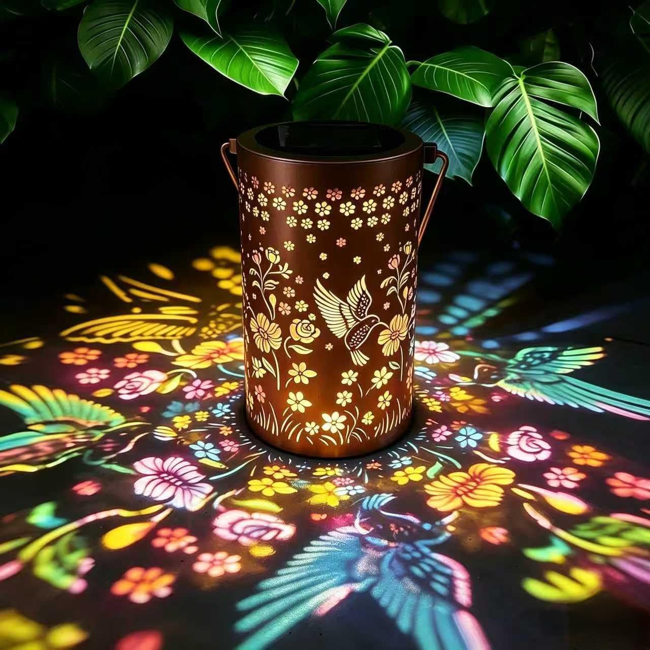 Hummingbird Colorful Solar Lantern Outdoor Waterproof, Garden Decor Gifts for Women Mom Grandma, Hanging Solar Lantern Lights Metal Decoration Outside for Yard, Patio, Backyard, Porch