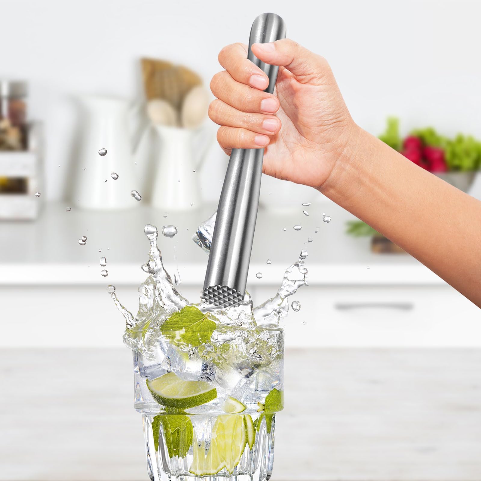Pestello da cocktail, pestello Caipirinha per cocktail, pestello, muddler per schiacciare lime, utilizzato per fare cocktail, mojitos, succhi di frutta (22,5 cm)