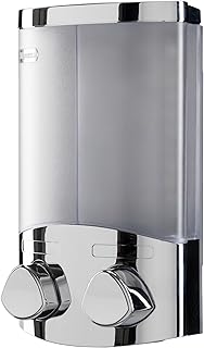Croydex Seifenspender zur Wandmontage – beseitigt Flaschenchaos, einfaches Nachfüllen mit Einer vordosierten Pumpe für Ihr Duschgel, Shampoo und Spülung, Eck- oder Flachmontage (Chrom, 2 x 320 ml)