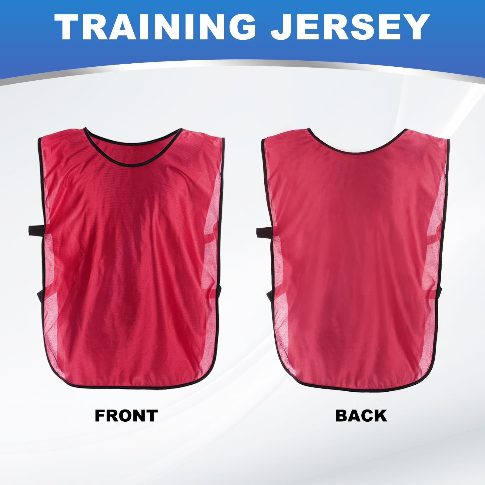 QUARKZMAN Gilet Di Allenamento 27 x 18 Pollici Maglia Allenamento Squadra Calcio Per Adulti adolescente Adolescente Basket Football (Rosso, Confezione Da 12)
