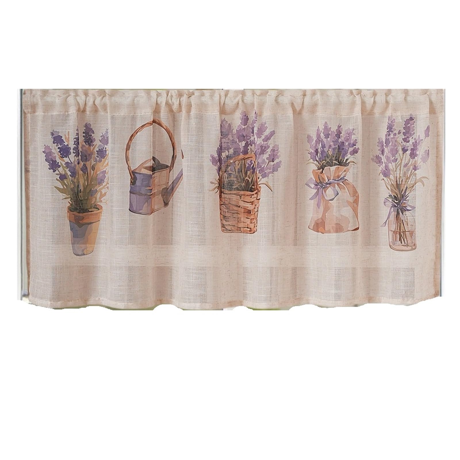 LNNXSZ Short Curtains Short Curtain Panels Purple Lavender Print For Living Room Bedroom Window Decor Fresh And Elegant Design(150x60cm)