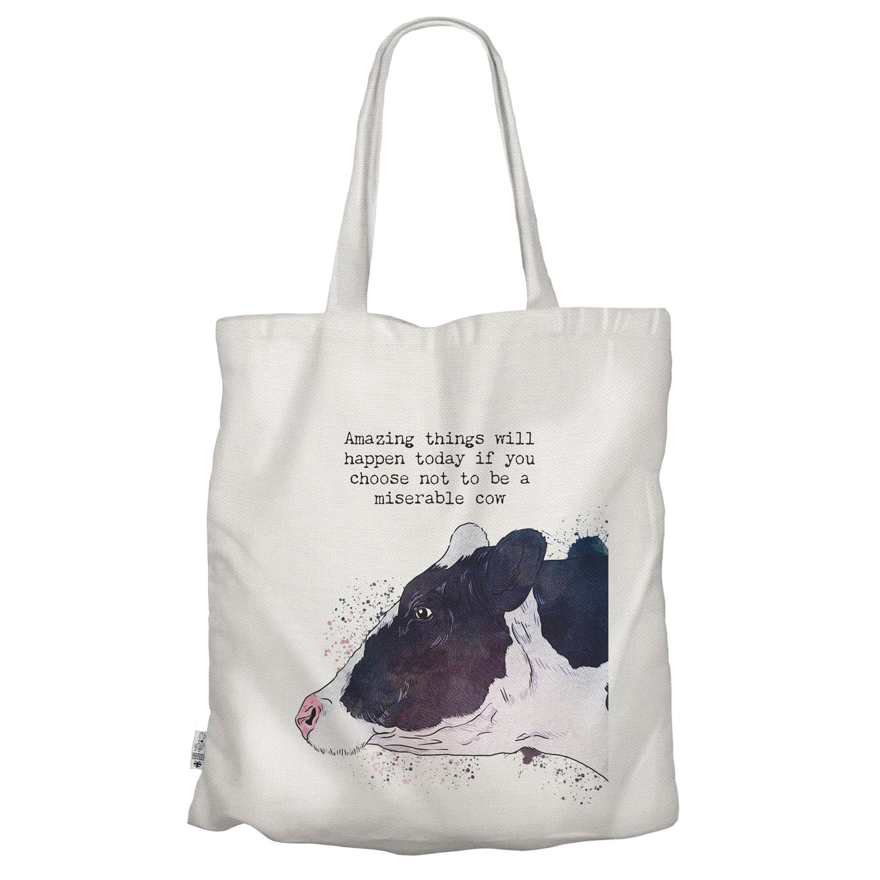 Global DesignsAmazing Things Miserable Cow Friesian Dairy Cow Comical Tote Bag