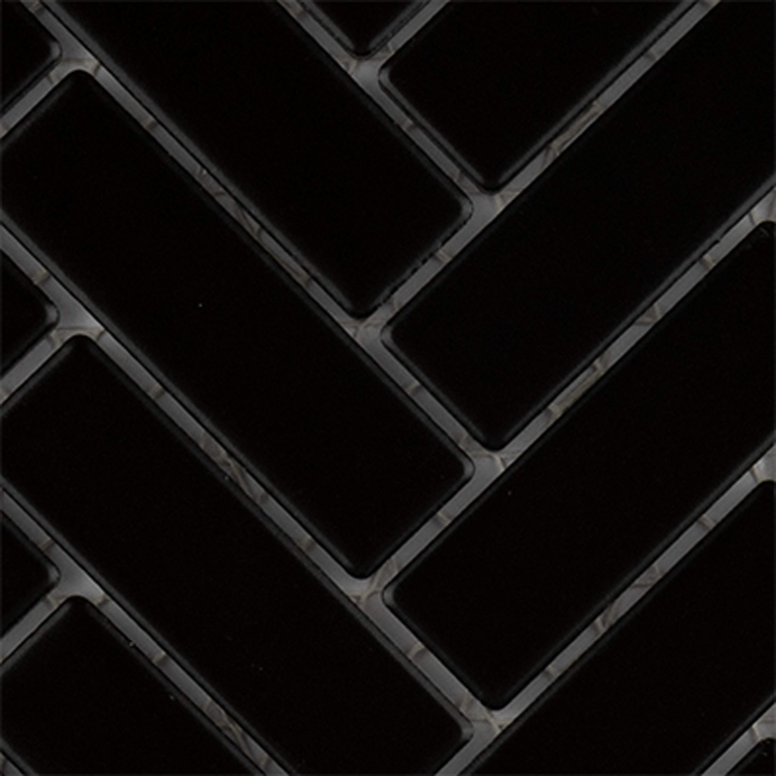 SOMERTILE Metro Brick Herringbone Matte Black 121/2" x 105/8