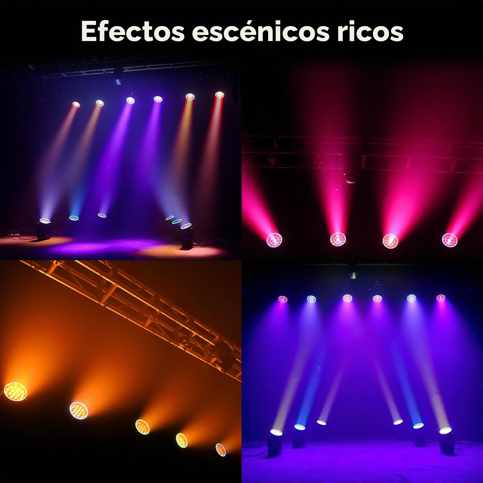 BETOPPER Cabezal Móvil LED RGBW 19x15W, Luz DJ Profesional 4 en 1 Control DMX, Efectos Luz Disco, Nube y Tira LED,Fiestas, Bodas, Discotecas,RGBW + Blanco Ajustable 3000K-6500K