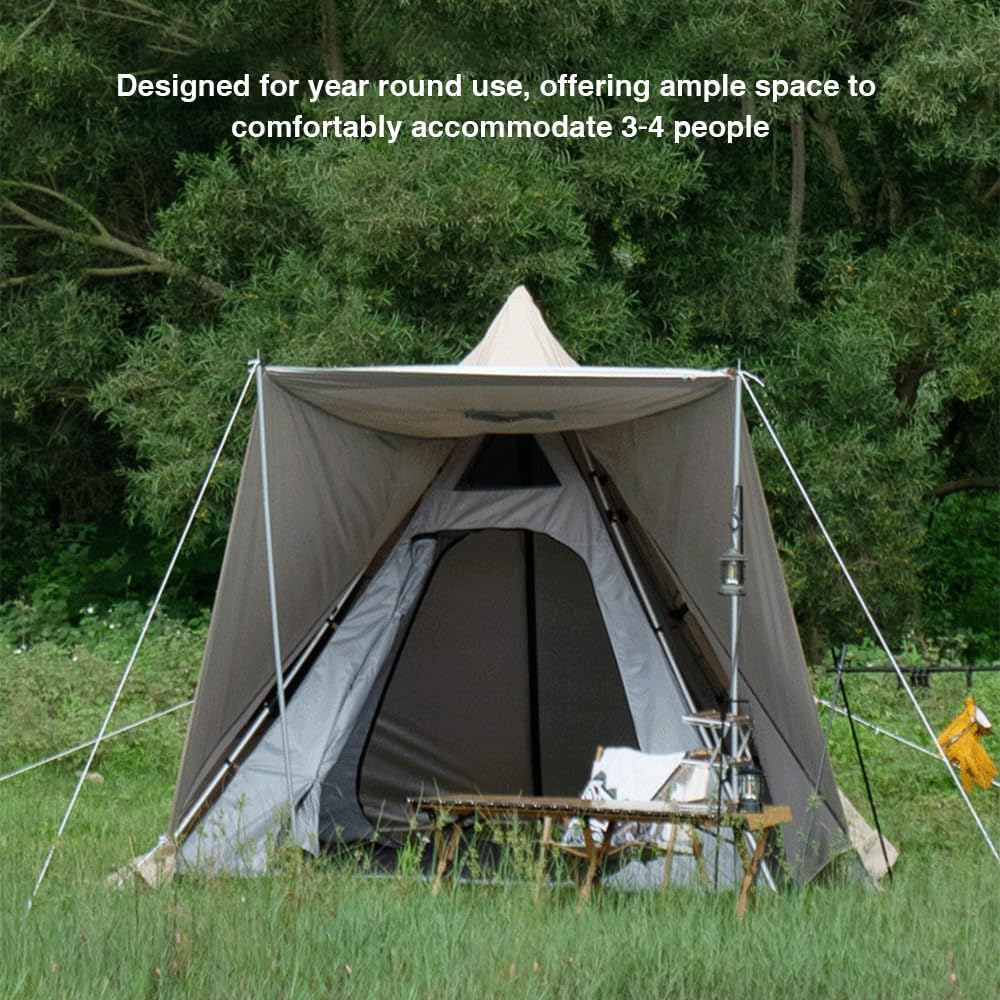 Outdoor Pyramid-Shaped Camping Tent Fully Automatic Tent Oxford Cloth Waterproof Backpacking Tent