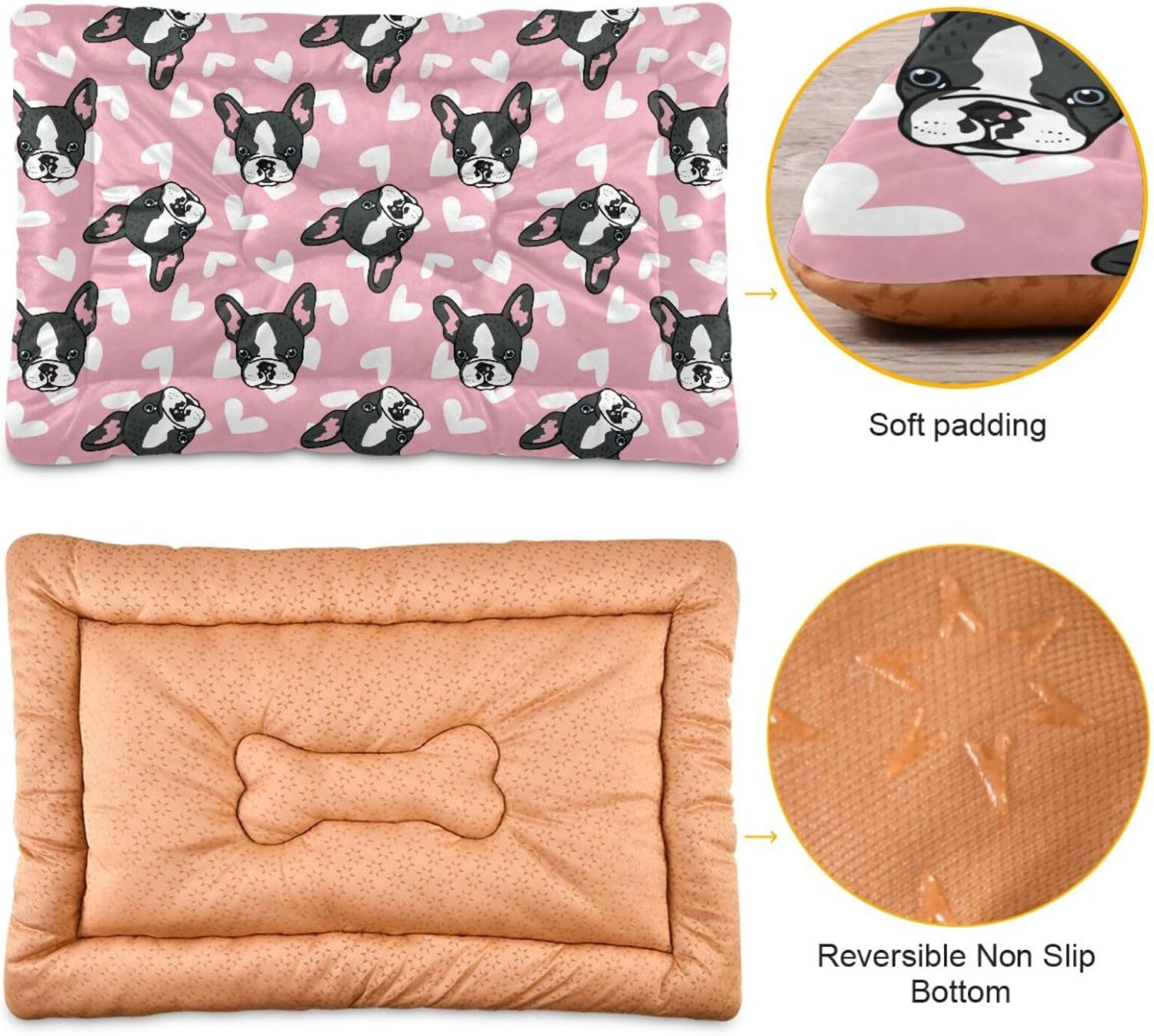 review Pet Bed Cute French Bulldog Dog Bed Mat Absorbing Non Slip Pad Pet Sleeping Mat for Small, Medium, and Large Dogs Puppy Cat 36 in x 24 in