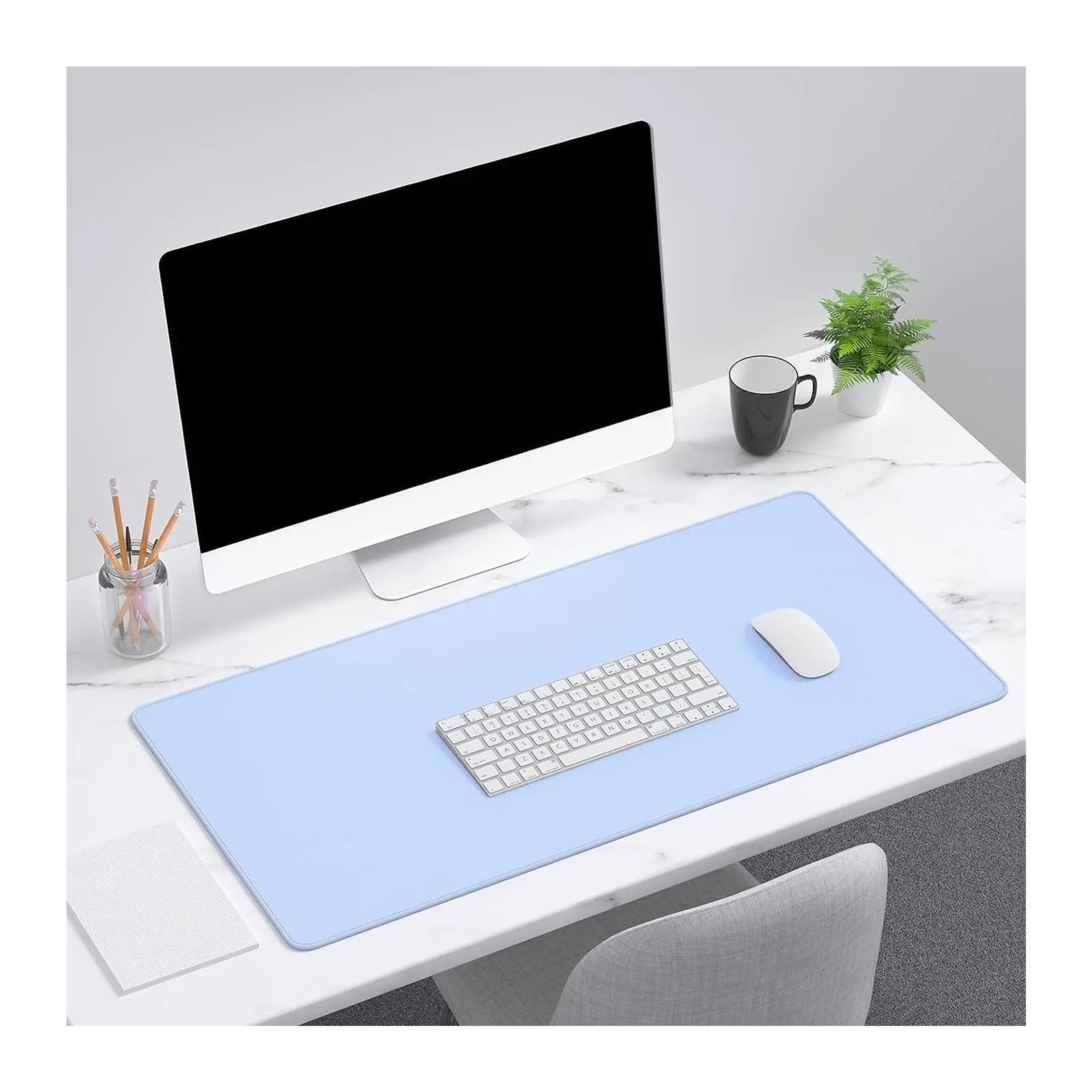 Tappetini Da Scrivania Tappetino for mouse for computer portatile, grande, rosa, minimalista, da scrivania, for giochi, con fondo in gomma antiscivolo Per Ufficio(Sky Blue,90x40 cm)