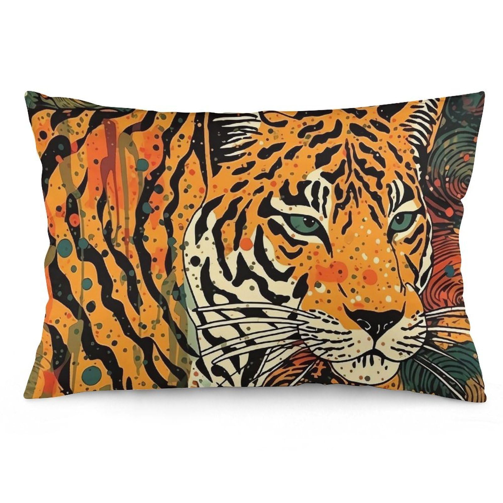 NTVOWPZO 2 Pack Decoration Throw Pillow Covers 12 "x20 Pillowcases Covers Tiger Botanical Print Pillowcases Modern Farmhouse Home Decor Sofa Cushions Covers for Couch Bed Living Room