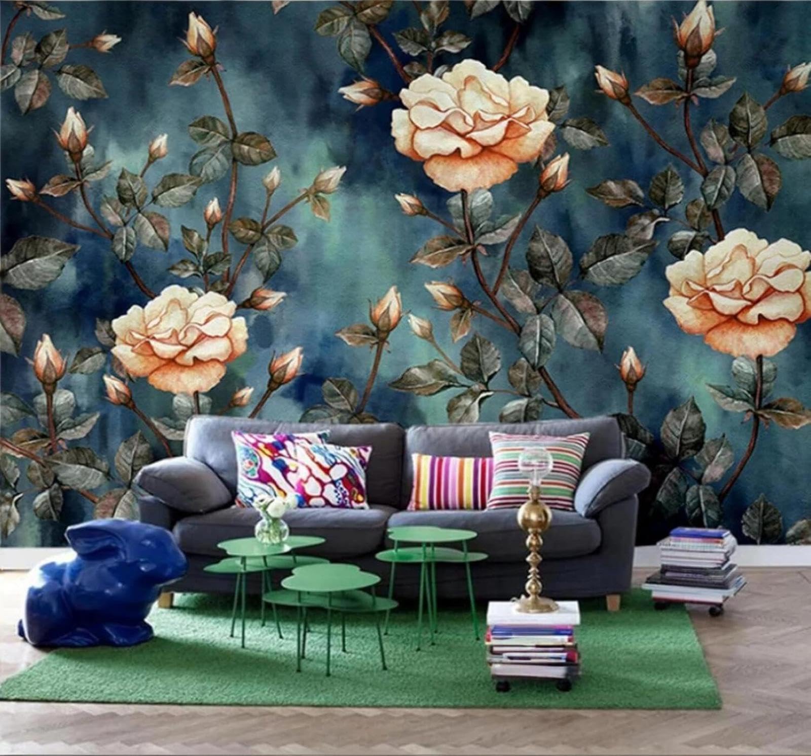 XLMING Retro Minimalist Three Dimensional Plants Flowers 3D Wallpaper Luxury Silk Study Dining Feature Sofa Grey Bedroom Living Room Tv Decorative Wall-200cm×140cm