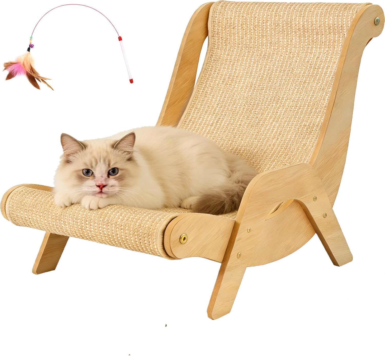 Cat Recliner Scraper Board, for 22lbs or Less, 2 in 1 Cat Sofa, Wear-Resistant/Scratch Resistant & Low Lint, Wooden Grinding Claws Scratching Pad