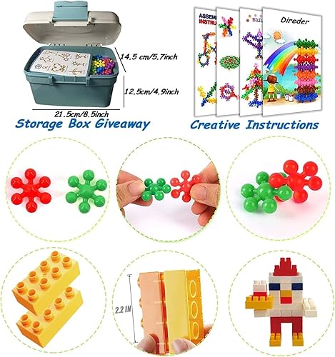 Miniatura 3 de 300+35 piezas de juguetes de construcción imprescindibles para el aula para niños, juguetes de tallo de cerdas, bloques de cerdas, jardín de