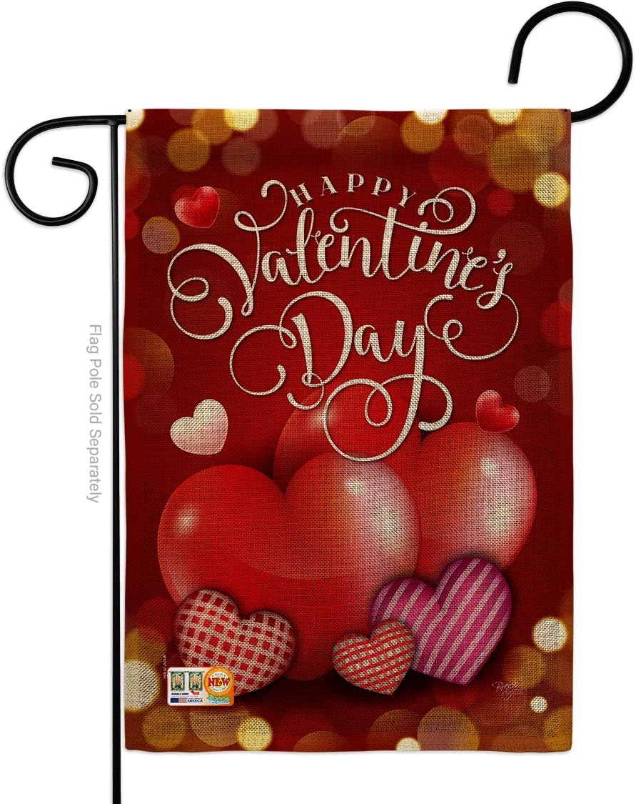 Beloved Valentines Day Burlap Garden Flag Springtime Valentine Happy Heart Couple Romantic February Holiday Love Small Decorative Gift Yard House Banner Double-Sided Made In USA 13 X 18.5