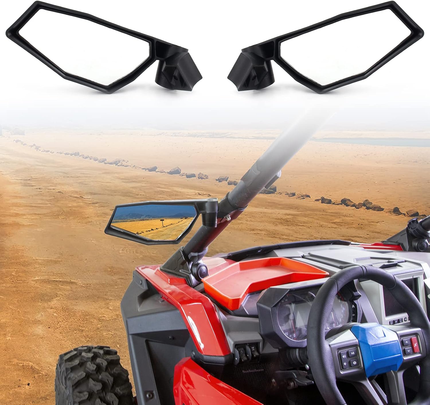 RZR PRO Side Mirrors,CPOWACE Adjustable HD Rear View Mirror Compatible with Polaris RZR Pro XP R/Turbo R 4 2020-2023 Accessories,Folding RearView Racing Mirrors Replace for 2883762